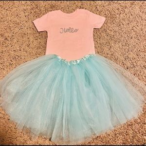 Little Girl | Baby | Hello Bling Shirt & Tutu Set